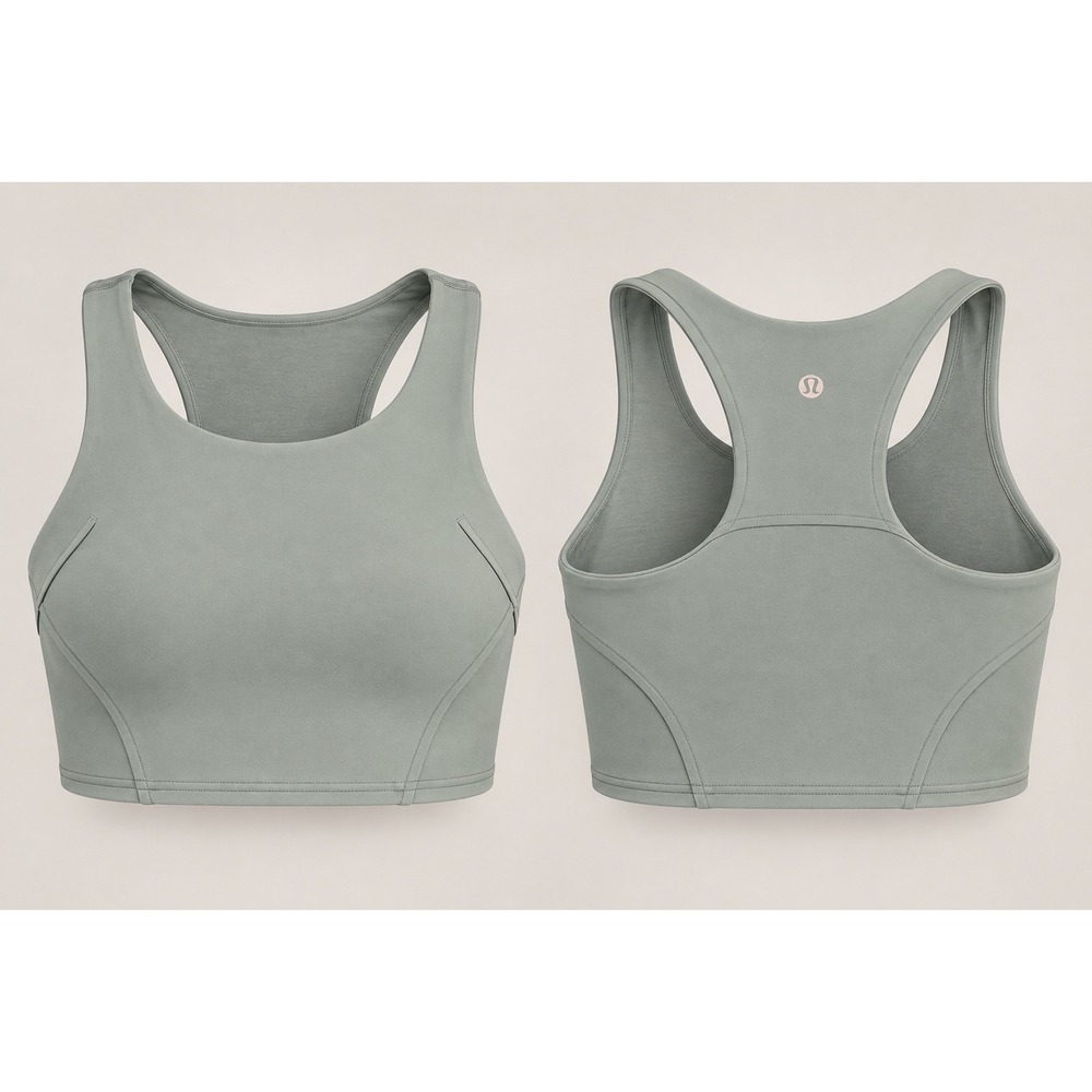 Lululemon Invigorate Training Tank Top Womens 8 Grey Green Built-in Bra Everlux